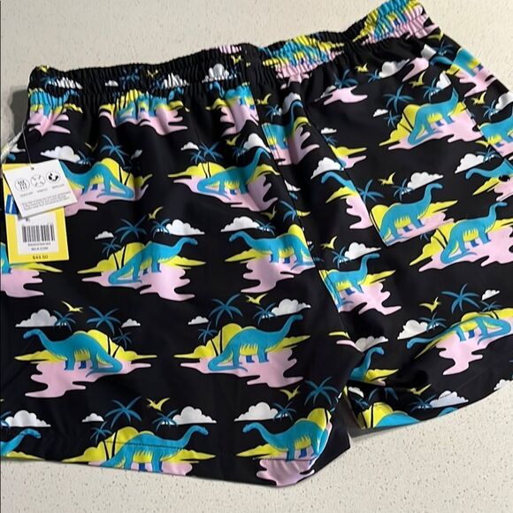 NWT Cabana by Crown & Ivy Black Shorts with Colorful Dinosaur Design Mens L - Picture 5 of 11